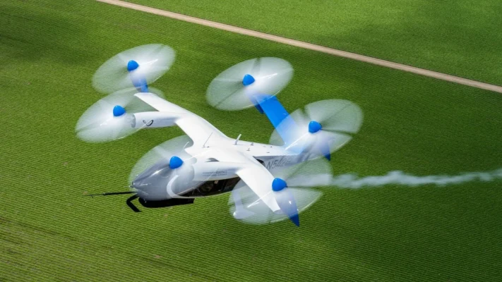 Joby's demonstration aircraft, using hydrogen-electric technology, flew 841.5 kilometres over the Marina in California. It emitted no harmful substances, only water. (Photo: Joby Aviaton)